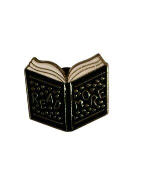 Read More Book Shaped Enamel Pin Black With Gold Detailing Booklover Gift